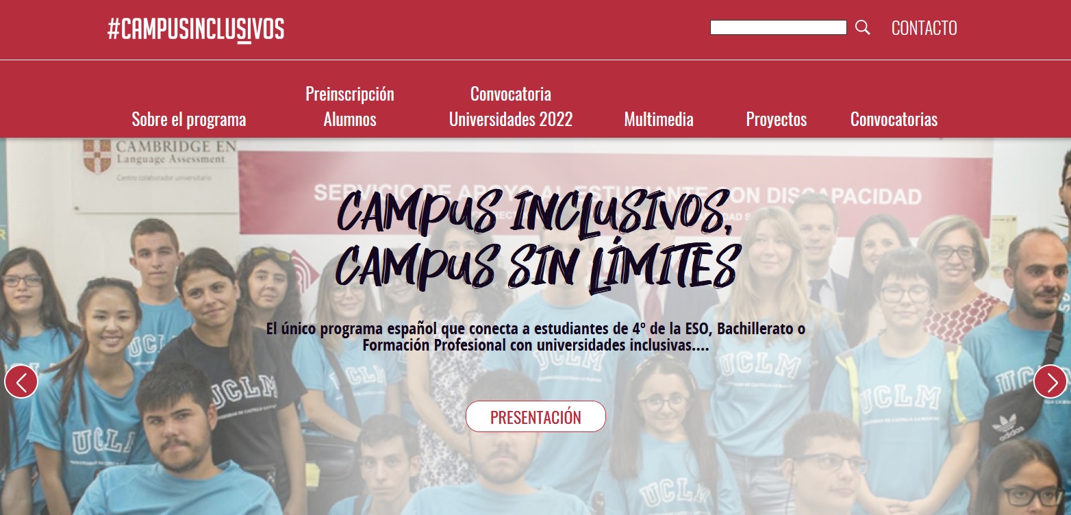 Imagen de la web de campus inclusivos, campus sin límites