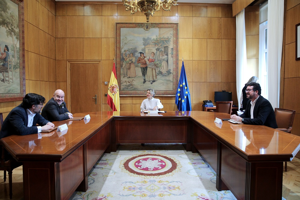 Imagen del momento de una reunión entre representantes de CERMI y del Ministerio, con Yolanda Díaz a la cabeza