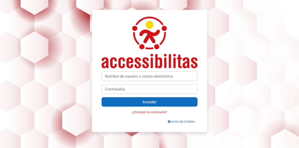 Imagen de la página de acceso a la plataforma Accesibilitas.