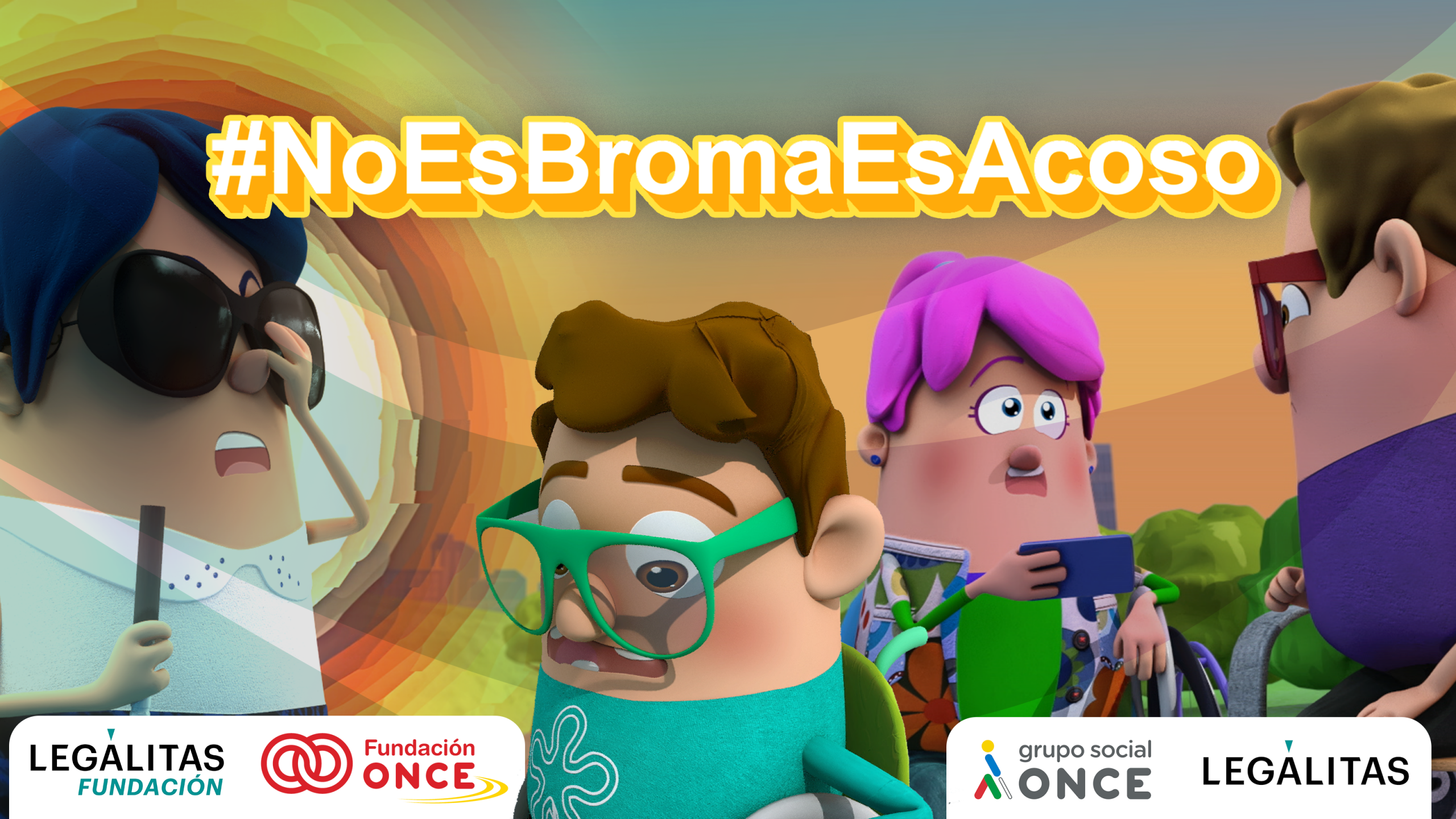Cartel de Fundación ONCE de la Campaña de concienciación contra el acoso, #NoEsBromaEsAcoso