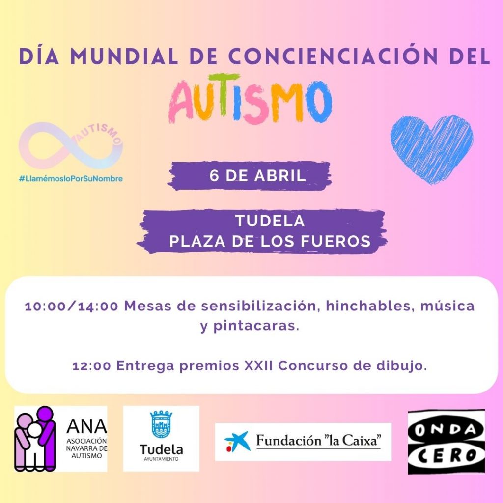 Cartel de las actividades en Tudela por el Día Mundial de Concienciación del Autismo