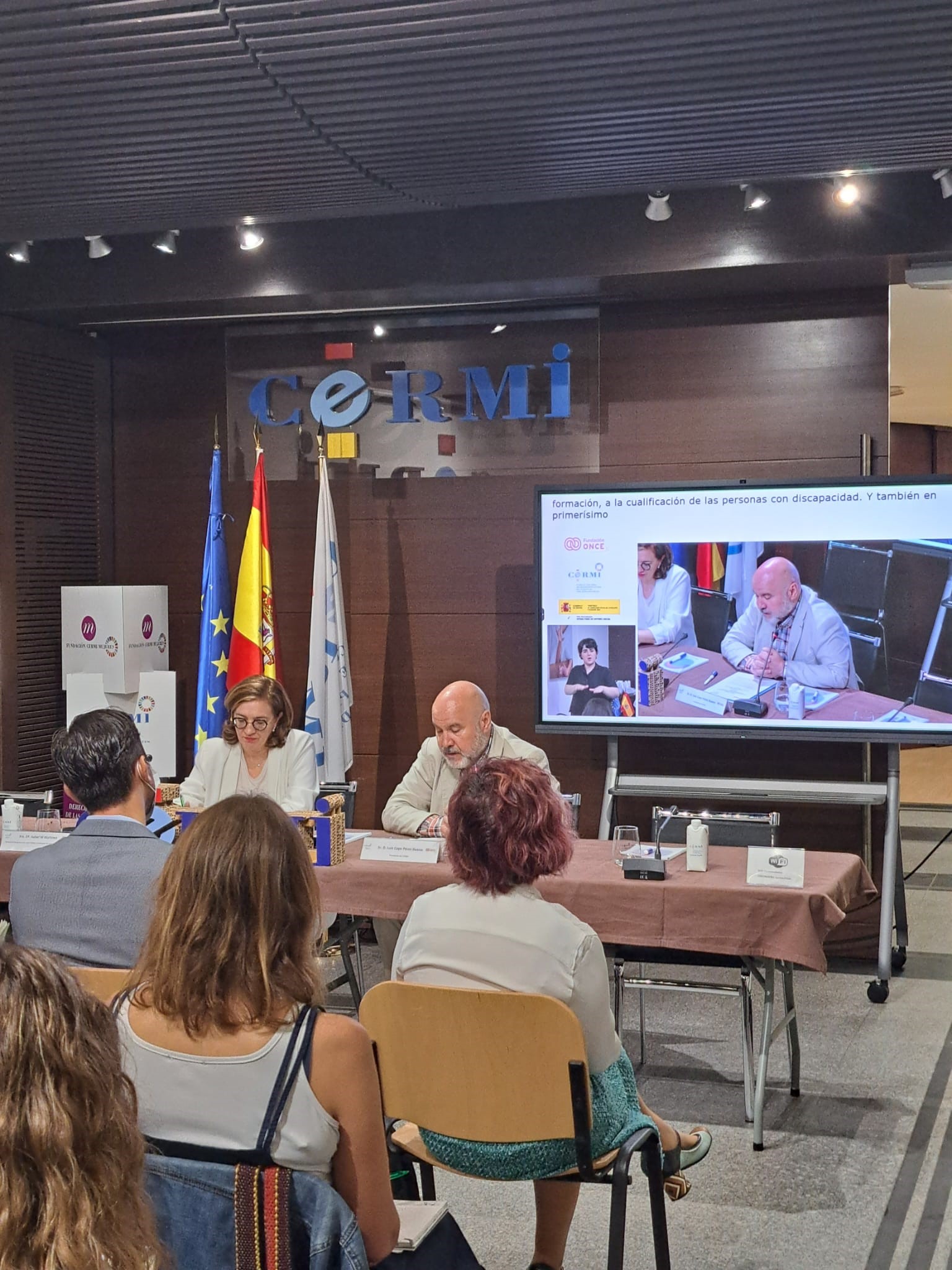 Presentación de la Jornada de microcredenciales, donde sale el presidente de CERMI , Luis Cayo Pérez Bueno.
